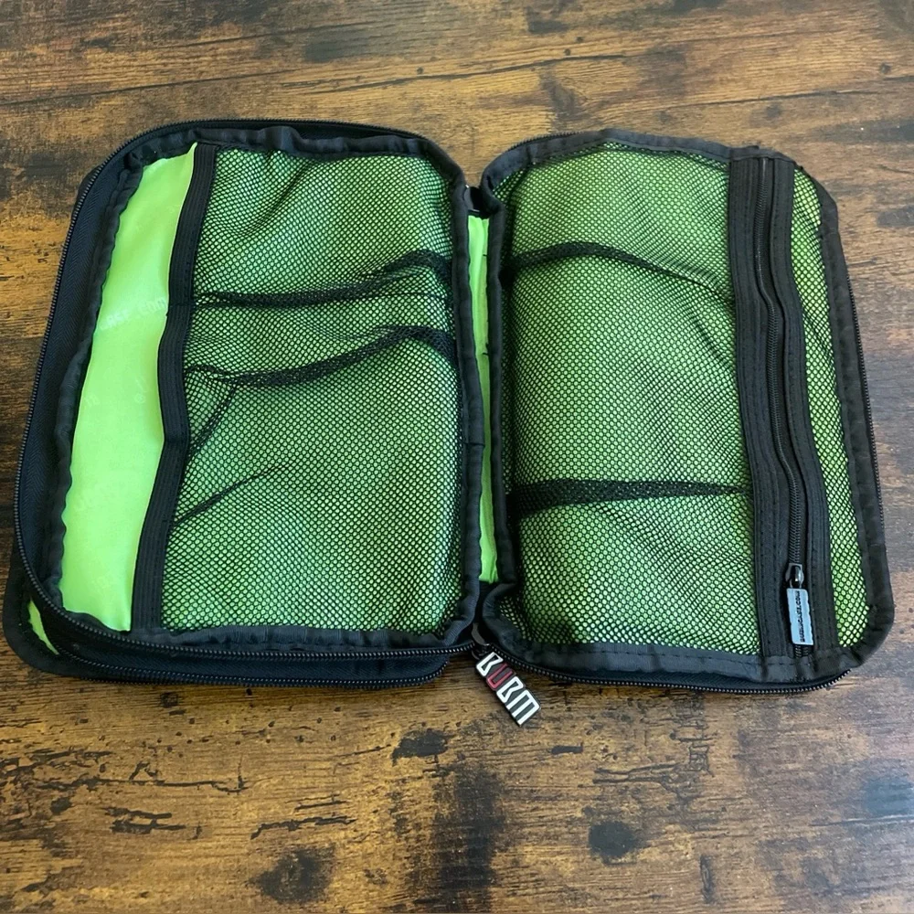 BUBM Double Layer Med Travel Gear Organizer Electronics Accessories Bag In Black
